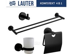 Набор аксессуаров для ванной и туалета Lauter 21SH72062 + 21SH72092 + 21SH72102 + 21SH70022 (Matt Black, 4 предмета)