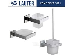 Набор аксессуаров для ванной и туалета Lauter 21SH71061 + 21SH71051 + 21SH71111 (Chrome, 3 предмета)