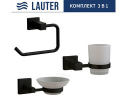Набор аксессуаров для ванной и туалета Lauter 21SH6062 + 21SH6052 + 21SH6072 (Matt Black, 3 предмета)