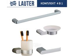 Набор аксессуаров для ванной и туалета Lauter 21SH1061 + 21SH1051 + 21SH1101 + 21SH70101 (Chrome, 4 предмета)