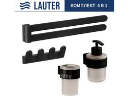 Набор аксессуаров для ванной Lauter 21TS3019 + 21TS3021 + 21TS3009 + 21TS3003 (Matt Black, 4 предмета)