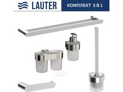 Набор аксессуаров для ванной и туалета Lauter 21TS3016 + 21TS3020 + 21TS3012 + 21TS3001 + 21TS3022 (Chrome, 5 предметов)