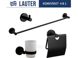 Набор аксессуаров для ванной и туалета Lauter 21SH72062 + 21SH72092 + 21SH72102 + 21SH70012 (Matt Black, 4 предмета)