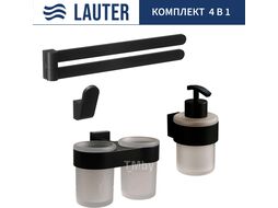 Набор аксессуаров для ванной Lauter 21TS3017 + 21TS3021 + 21TS3011 + 21TS3003 (Matt Black, 4 предмета)