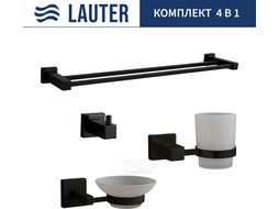 Набор аксессуаров для ванной Lauter 21SH6062 + 21SH6052 + 21SH6092 + 21SH6022 (Matt Black, 4 предмета)