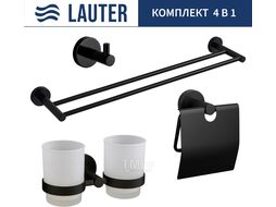 Набор аксессуаров для ванной и туалета Lauter 21SH72082 + 21SH72092 + 21SH72102 + 21SH70022 (Matt Black, 4 предмета)