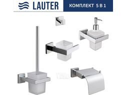 Набор аксессуаров для ванной и туалета Lauter 21SH71061 + 21SH71091 + 21SH71101 + 21SH71091 + 21SH71111 (Chrome, 5 предметов)