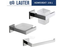 Набор аксессуаров для ванной и туалета Lauter 21SH71061 + 21SH71051 + 21SH71071 (Chrome, 3 предмета)