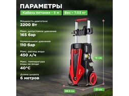 Очиститель высокого давления WORTEX PW 1620 (2.20 кВт, 165 бар, 450 л/ч, ф-ция самовсасывания)