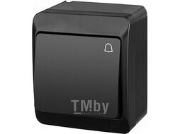 Выключатель кнопочный с пиктограммой "звонок", 10A/250V, IP44, черный HERMES Elektro-Plast 0337-09