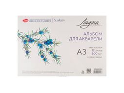 Альбом для рисования акварелью A3 12 л. "Ладога" на склейке, 100% хлопок, 300 г/м2, среднее зерно Невская Палитра 252452362
