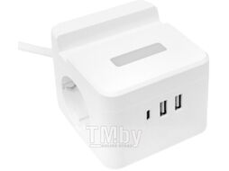 Удлинитель "Куб" 2 гнезда USB + 2Type C с быстрой зарядкой, подставкой под телефон и ночником 1,3 м EKF UBA-CUB-2-FC