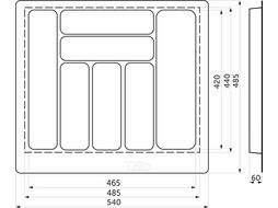 Лоток для столовых приборов 600 MARBLE 540*485, бело-золотой мрамор AKS 125443