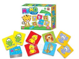 Игра настольная "МЕМО.Зверята", картонная коробка, 3+ РУССКИЙ СТИЛЬ 03451