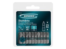Бита PZ2х25мм, сталь S2, шестигр., 10 шт. GROSS 113040