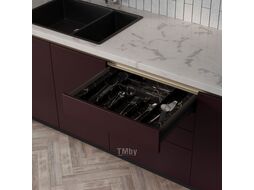 Лоток для столовых приборов 700 MARBLE 635*485, черно-золотой мрамор AKS 125452
