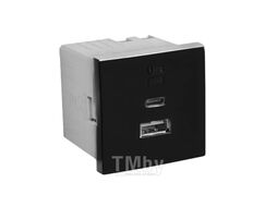 Двойное зарядное устройство USB ТИП A И ТИП C 2 МОД. ЧЕРНЫЙ МАТОВЫЙ EFAPEL 45381 SPM