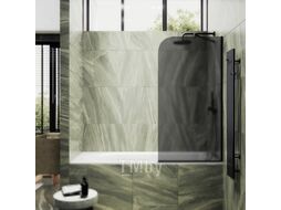 Стеклянная шторка для ванны MaybahGlass MGV-145-6у (графитовое матовое стекло/черный)