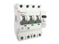 Дифференциальный автомат NX6R 3P+N C40 300mA тип AC 6kA (R) Wilderness NX6R-4-040C-300AC