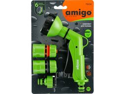 Комплект поливочный Amigo Grande 79234 1/2", 6 фунц., пластик, зеленый/черный 79234