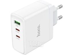 Сетевое зарядное устройство N30 Glory, PD65W+OC3.0, 1xUSB-A, 2xType-C, 1 м, белый Hoco 6931474784155