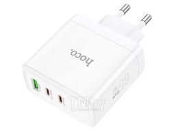 Сетевое зарядное устройство N30 Glory, PD65W+OC3.0, 1xUSB-A, 2xType-C, 1 м, белый Hoco 6931474784155