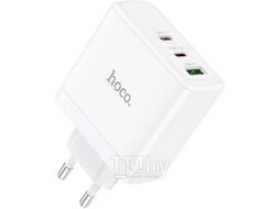 Сетевое зарядное устройство N30 Glory, PD65W+OC3.0, 1xUSB-A, 2xType-C, 1 м, белый Hoco 6931474784155