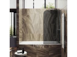 Стеклянная шторка для ванны MaybahGlass MGV-128-5у (графитовое стекло/хром матовый)