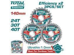 Диски пильные по дереву D 140х20 24T/30T/40T TOTAL TAC236140 (3шт)