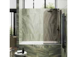 Стеклянная шторка для ванны MaybahGlass MGV-125-6у (бронзовое матовое стекло/черный)