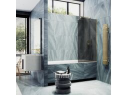 Стеклянная шторка для ванны MaybahGlass MGV-133-3у (графитовое матовое стекло/золотой)