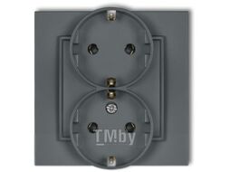 Розетка Karlik Schuko 28MGP-2s 2X2P (графитовый матовый)