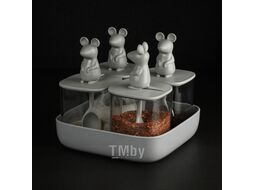 Набор емкостей для хранения Qualy Mouse Seasoning / QL10366-CL-GY (4шт)