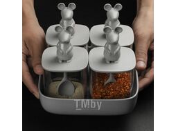 Набор емкостей для хранения Qualy Mouse Seasoning / QL10366-CL-GY (4шт)