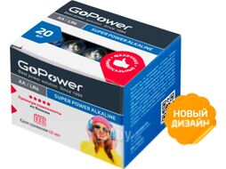 Комплект батареек GoPower Super Power Alkaline LR6/AA / 00-00017748 (20шт)
