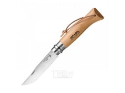Нож туристический Opinel №8 / 001321 (нержавеющая сталь, бук, с кожаным темляком)