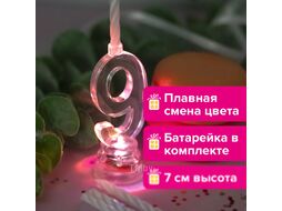 Набор свечей для торта Золотая сказка Цифра-подсвечник 9 / 591432