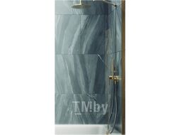 Стеклянная шторка для ванны MaybahGlass MGV-63-3ш (прозрачное стекло/золотой)