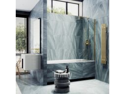 Стеклянная шторка для ванны MaybahGlass MGV-64-3ш (прозрачное стекло/золотой)