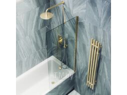 Стеклянная шторка для ванны MaybahGlass MGV-64-3ш (прозрачное стекло/золотой)