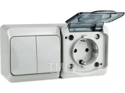 Блок выключатель+розетка Tokov Electric ОП Nix / TKE-NX-V2RZ-C06T-IP54