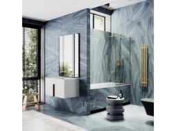 Стеклянная шторка для ванны MaybahGlass MGV-126-3у (прозрачное стекло/золотой)
