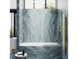 Стеклянная шторка для ванны MaybahGlass MGV-126-3у (прозрачное стекло/золотой)
