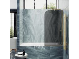 Стеклянная шторка для ванны MaybahGlass MGV-141-3у (графитовое матовое стекло/золотой)