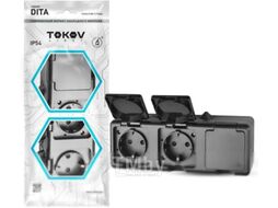 Розетка Tokov Electric Dita TKL-DT-R3Z-C14-IP54 (карбон)