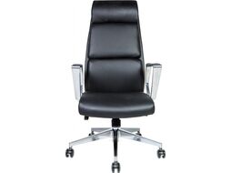 Кресло офисное Norden Лондон Люкс / ZR8637H-408 (хром /черная экокожа)