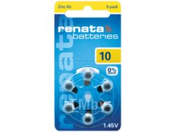 Комплект батареек Renata ZA10 BL-6 1.4V