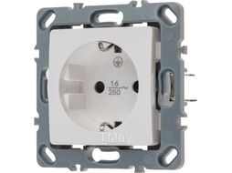 Розетка 1-ая (скрытая, механизм, шторки, с/з) белая, Steen, LEIDEN ELECTRIC 806039