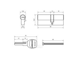 Цилиндровый механизм замка Аллюр HD F 80-5К BP (35x45) (латунь)