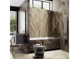 Стеклянная шторка для ванны MaybahGlass MGV-136-4у (бронзовое матовое стекло/хром глянцевый)
